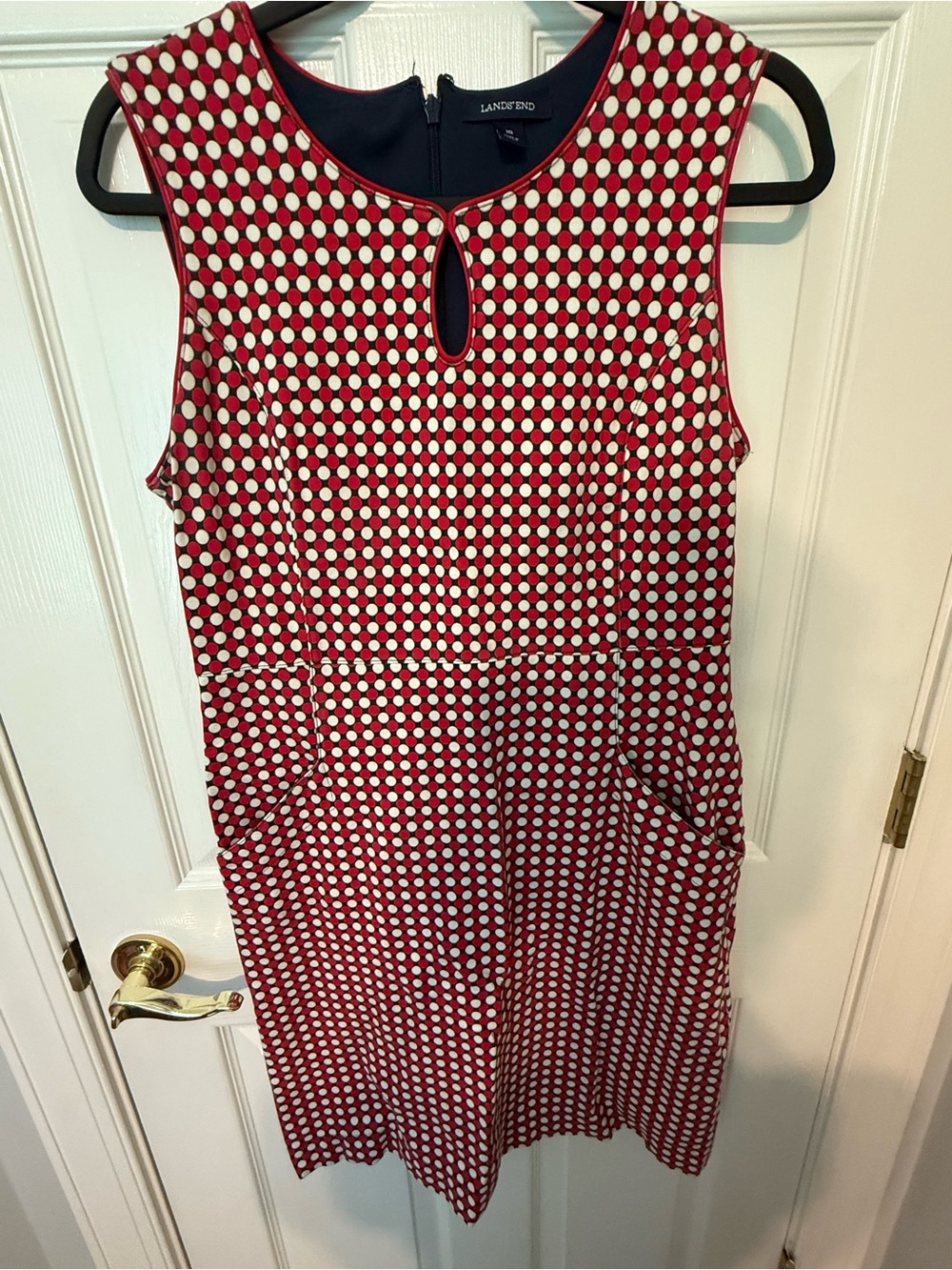 Lands' End Red Polka Dot Sleeveless Dress
